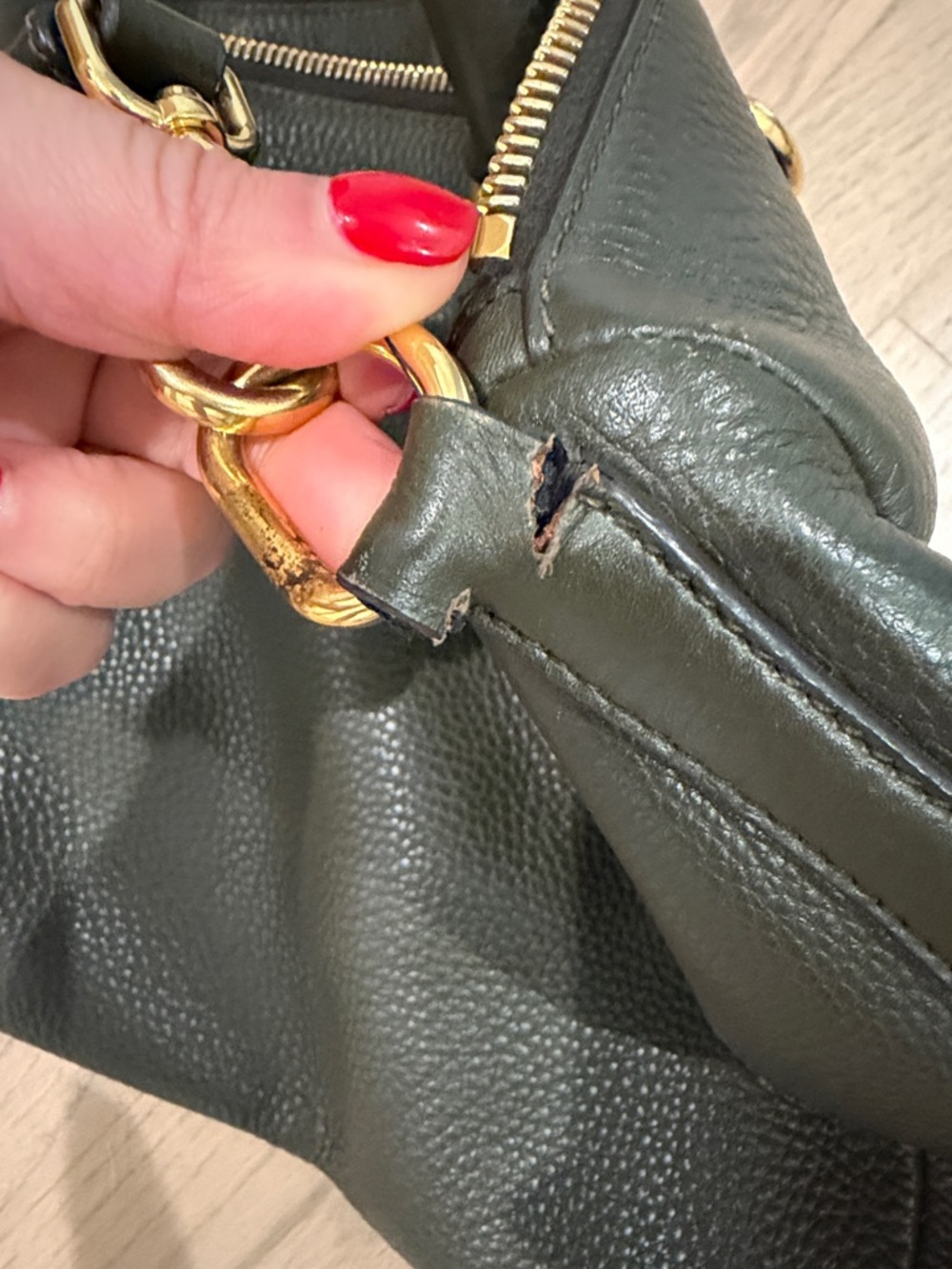 Prada Olive Green Leather Top-Handle/Messenger Bag with Gold Hardware - Picture 11 of 11